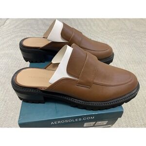 Aerosoles Lug Sole Women's Size 12M Brown Open Heel Slip On Reba Mule Shoes NEW